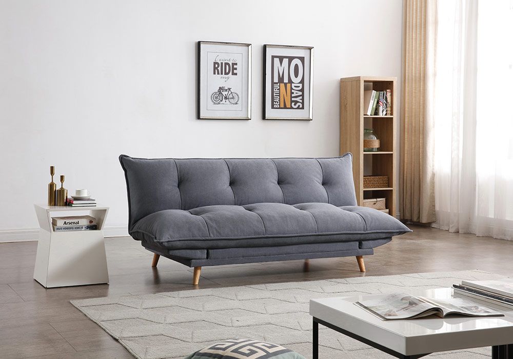 Canapé Convertible Zen façon futon - Coloris gris ou bleu Kit-M